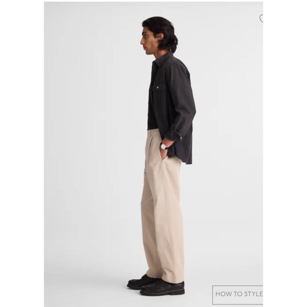 NWT Madewell Pleated Chino Pants in Uniform Twill Beige 33 - Picture 3 of 11